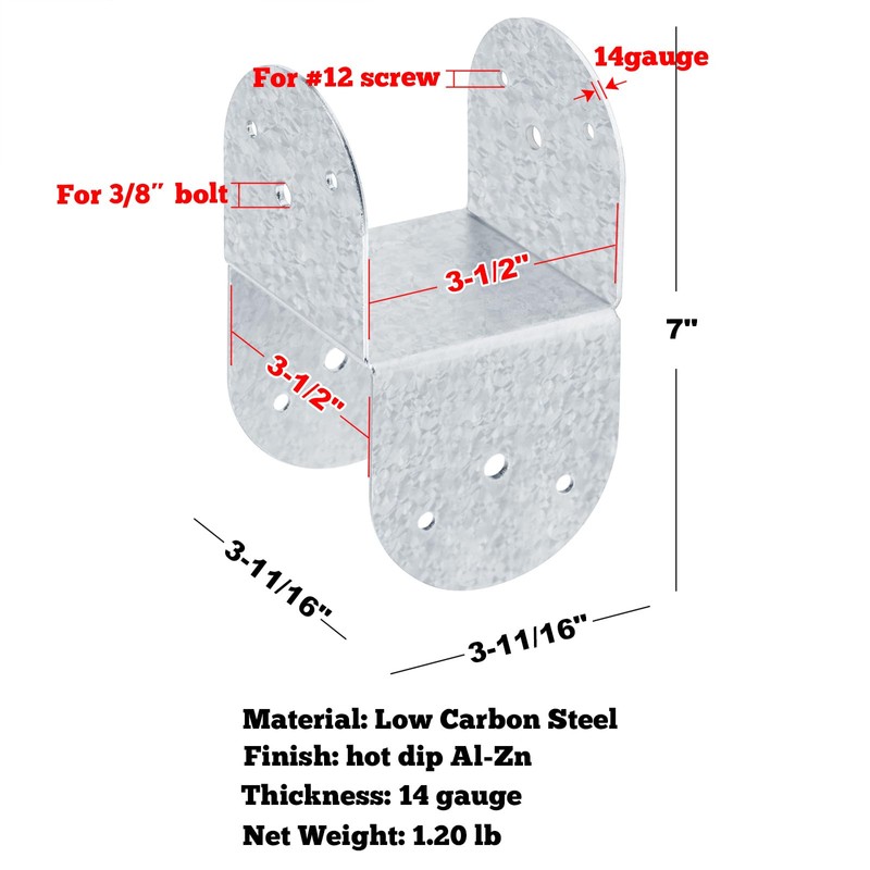 GBGS 4 Pcs 4x4 Post Caps Tie Bracket,14 Gauge Post