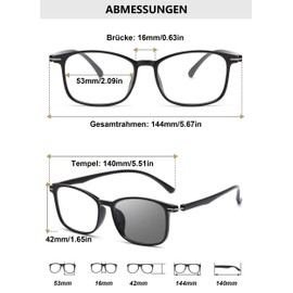Lanomi Gleitsichtbrille Herren Damen Selbsttönende Gleitsicht Lesebrille Rechteck Progressive Multifokal Brille Photochrome Lesesonnenbrille mit UV400 Schutz Grau Gleitsichtbrillen 1.0