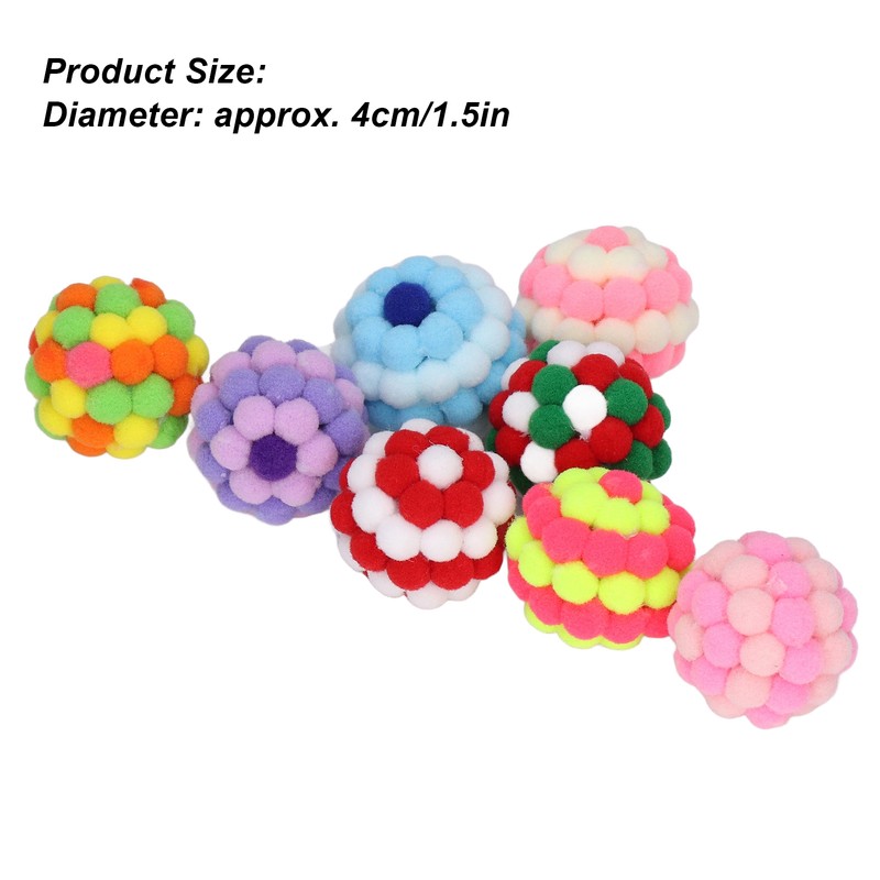 8pcs Cat Ball Toys Elastic Soft Colorful Interactive Chasing Chewing