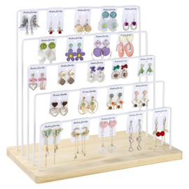 RNTBWD Earring Display Stand for Selling, 5 Tier Earring Rack Tower Holder, Jewelry Display Stand With Earring Cards (White)