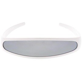 zeroUV - Futuristic Narrow Cyclops Color Mirrored Lens Visor Sunglasses (White Silver)