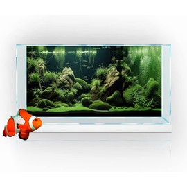 Coveimes Aquarium Background, Under The Sea Scenery Green Seaweed Rock Backdrop, Terrarium Background, Reptile Habitat Fish Tank Decoration