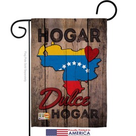 Ornament Collection GS191168-P3-03 Country Venezuela Hogar Dulce Flags of The World Nationality Impressions Decorative Vertical 13" x 18.5" Garden Flag Set Metal Fansy Wall Bracket Hardware