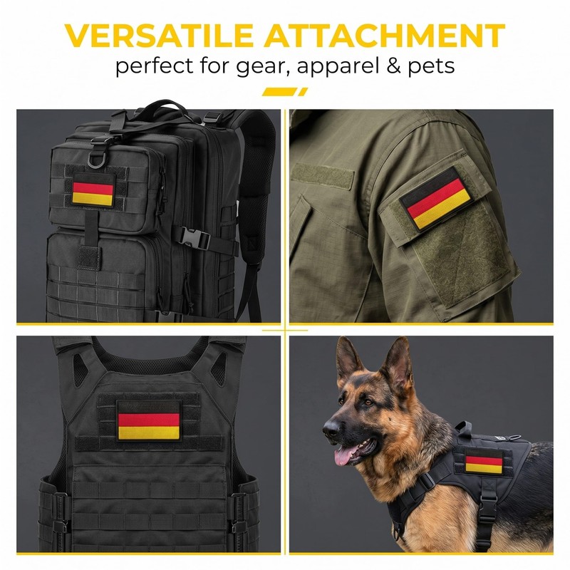 Pack of 6 Mini Germany Flag Patches, 8 x 5