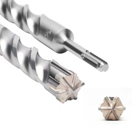SDS Plus Drill Bit 25 mm x 260 mm with 6 Carbide Cutting Edges, Concrete Drill Ideal for Drilling in Stone, Natural Stone, Concrete, Brick Masonry Concrete Drill Bit