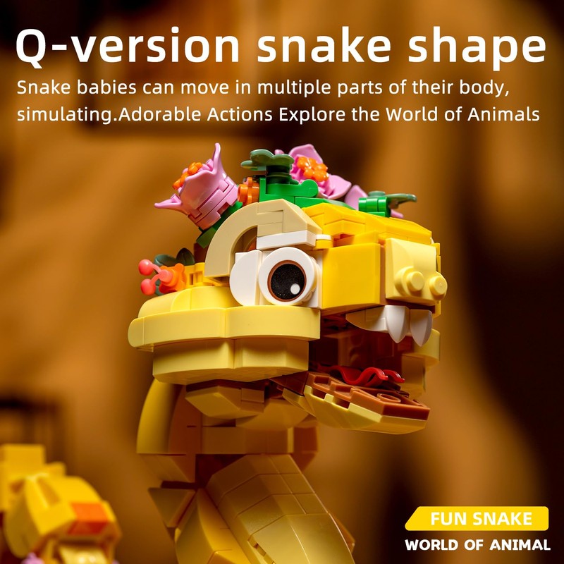 MENTOJOY Building Blocks Snake Toy, 681 Pieces Forest Exploration Theme