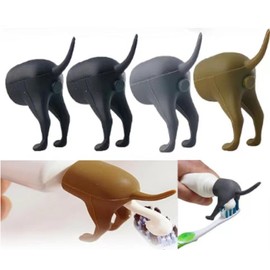 LALOCAPEYO 4PCS Toothpaste Dispenser Toothpaste Squeezer Funny Gift Toothpaste Cap Dog Butt Toothpaste Dispenser Creative Toothpaste Dispenser Bathroom Accessories for Kids Adults