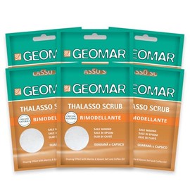 GEOMAR | Thalasso Körperpeeling mit Meersalz, Bittersalz, Kaffeeöl und Guarana- und Capsico-Extrakten, hergestellt in Italien, 6 x 85 g