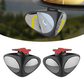 Flygun 2 PCS Car Blind Spot Mirror, Double-side Rearview Mirror Visible Front Wheel Blind Spot Double Curvature Mirror Double-sided Mirror, Clear Vision Accessory, Fits for Most Car Models (Black)