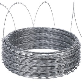 Razor Wires, 250FT Razor Barbed Wire, Galvanized Razor Wires Fence for for Farm, Fence, Garden, 5 Rolls