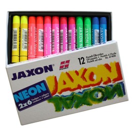 Honsell 47408 - Jaxon Ölpastellkreide, 12er Set, 2 x 6 Neon-Farben im Kartonetui, brillante, lichtechte Farben, für Künstler, Hobbymaler, Kinder, Schule, Kunstunterricht, frei von Schadstoffen