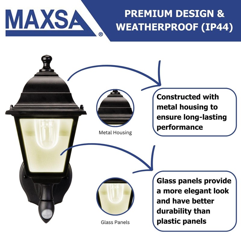 Maxsa 43319 Premium Battery-Powered Motion-Activated Decorative Outdoor Warm White LED