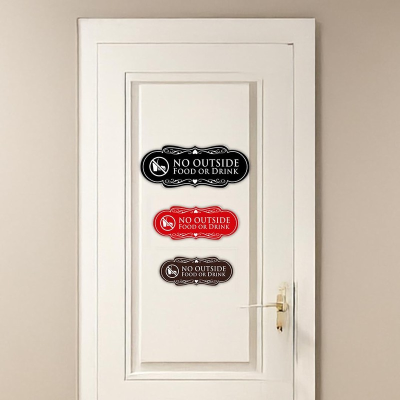 Signs ByLITA Designer No Outside Food or Drink Sign (Black)
