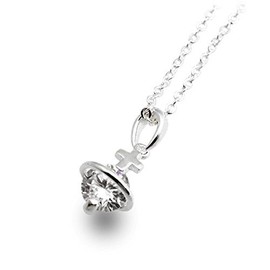 Pendant Necklace with Zirconia on Saturn Inspired Cross Silver Gold, Cubic Zirconia