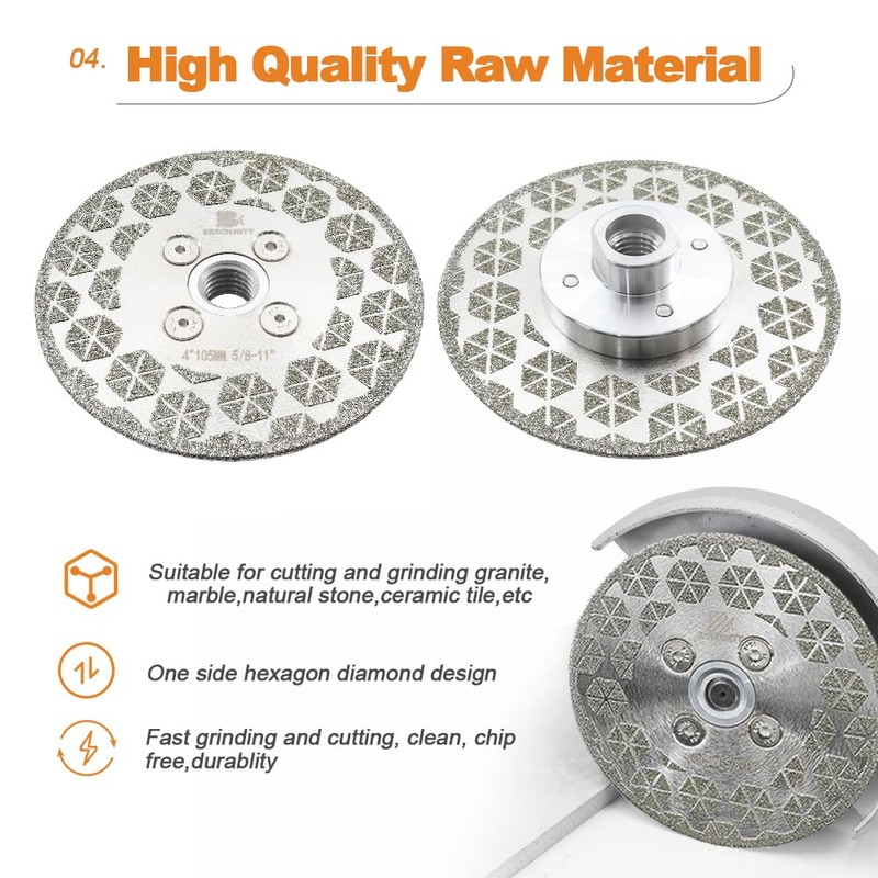 Electroplated Diamond Cutting Grinding Disc,BRSCHNITT 5 inch 125mm for Granite