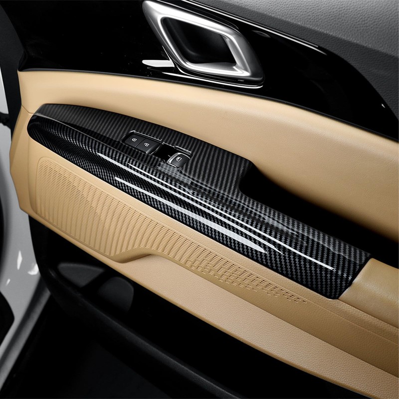 4Pcs Car Interior Window Switch Panel Cover Side Door Glass