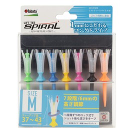 Tabata(タバタ) Lift Tee, Made in Japan, Height Adjustable, Golf Rule Compliant, Golf Tee, Plastic Tee with Steps, Spiral Lift Tee, Size: M, 1.5 to 1.7 Inches (37 to 43 mm), 7 Pieces, GV1419 M