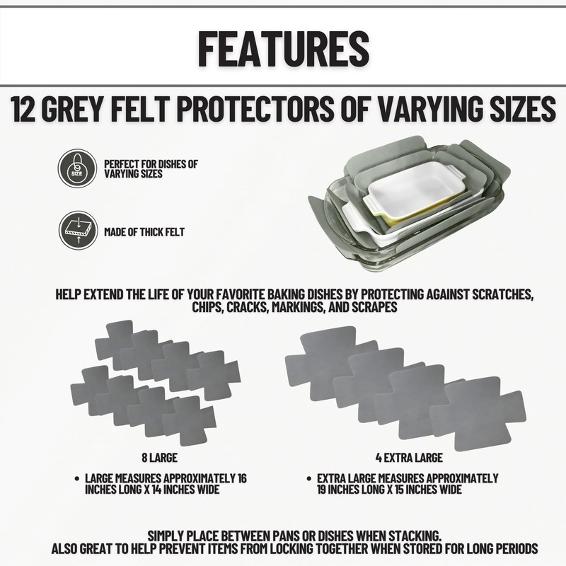 Evelots Bakeware/Cookware Scratch Protectors-Pots/Pan/Dish Dividers-Set of 12 - Two Large