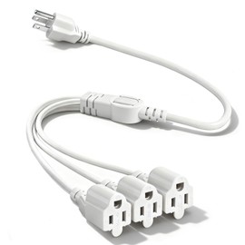 3 Prong Outlet Splitter Extension Cord,1-to-3 Indoor Outdoor Extension Cord