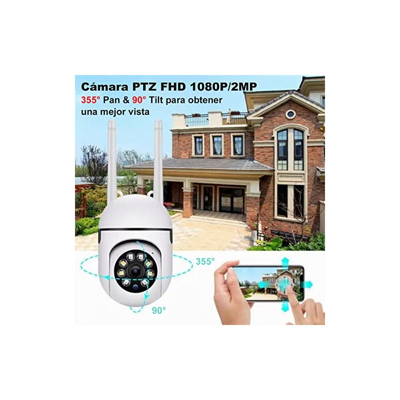 BAKEWAY Cámara de Seguridad Exterior WiFi HD 1080P IP66 Impermeable