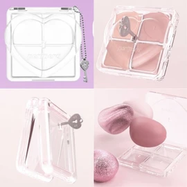 PERIPERA Heart Pocket Single Shadow 4colors & Shadow Case Set 5items, Color4:M09 Tighten Up Fig
