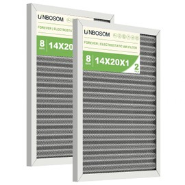 2 Pack 14x20x1 HVAC Furnace Air Filter Reusable& Washable, MERV 8, Electrostatic, Lasts a Lifetime, Breathe Fresher Air in Home and Office (Actual Size: 13.75x19.75x1 Inch)