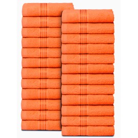 BELIZZI HOME - Paños de algodón ultra suaves, contiene 24 paños faciales de 12 x 12 pulgadas, ideales para uso diario, toallas faciales compactas y ligeras, multiusos, color naranja