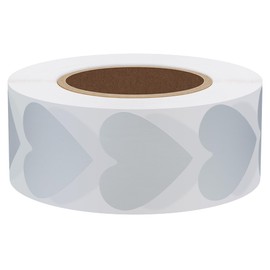 Hylabelest Coloured Dot Heart Stickers 30mm Love Shape Valentine's Day Gift Labels (Silver)