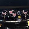 4 x pinke Herz- und Schmetterlings-Lüftungs-Clips, glitzernde Diamant-Auto-Lufterfrischer mit Sonnenblumen-Maskenhaken,