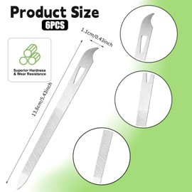 FXHDC-M 6 Pack Stainless Steel Nail File with Sharp Pointed Tip, Double Sided Metal Diamond Nail Filer for Natural Nails, Manicure Pedicure Tool for Salon Home Travel - 5.5 Inch