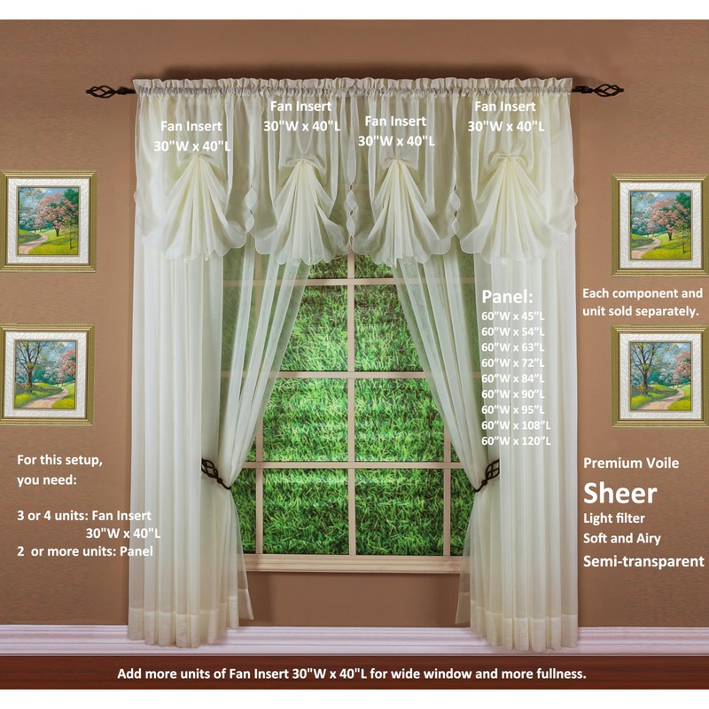 Today's Curtain Emelia Original Voile Panel 95", Ecru, 60" W