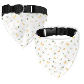 Adjustable Dog Bandana Set - Clip-On Pet Neck Scarf, Flowers&Butterflies Designs, X-Large Size for All Breeds