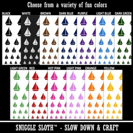 Sail Boat Sailing Icon Temporary Tattoo Water Resistant Fake Body Art Set Collection - Purple (One Sheet)
