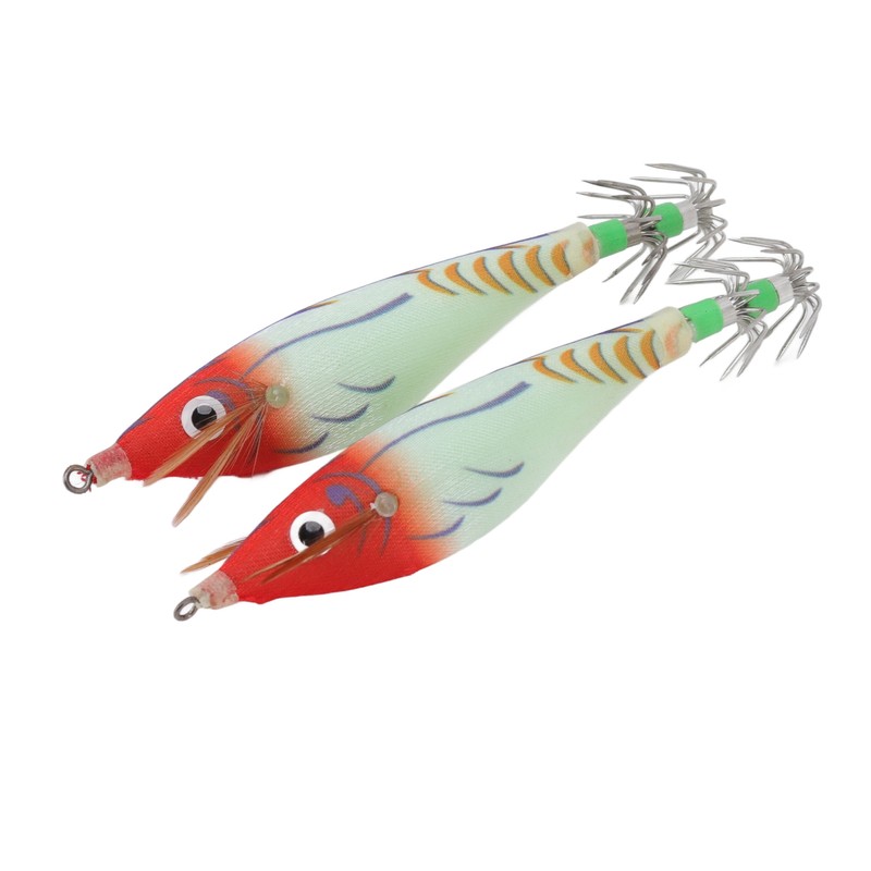 14Pcs Luminous Squid Hook Lure 8cm Artificial Shrimp Shape Fishing