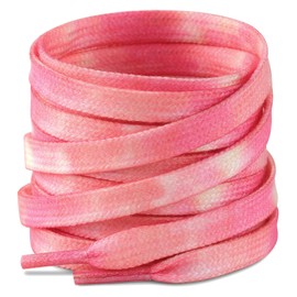 Stepace [2 Pairs] Flat Shoelaces for Fun, 5/16" (8mm) Tie Dye Fashion Sneakers Shoe Laces-Tie Dye Pink-140