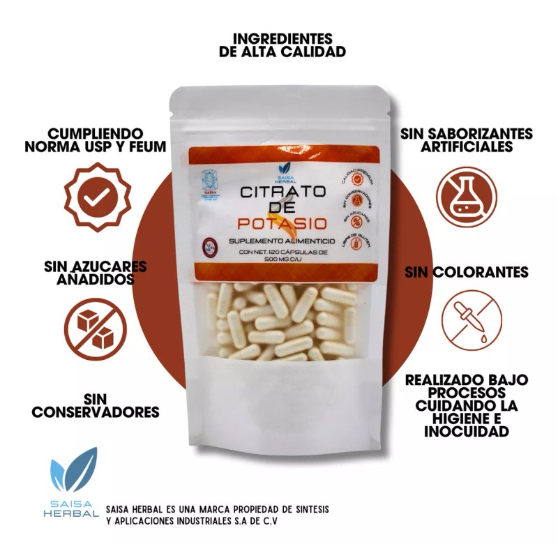 Saisa Herbal Citrato De Potasio 120 Cápsulas Saisa Herbal Sabor