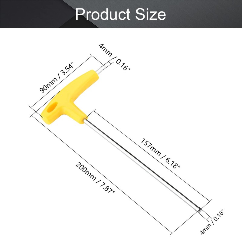 Utoolmart 4mm Metric 70# Steel T-Handle Hex Key Wrench Spanner