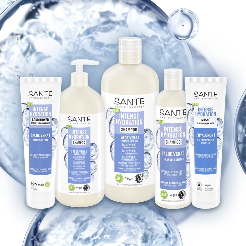 SANTE Naturkosmetik Intense Hydration Shampoo Aloe Vera + Mango-Extrakt, veganes
