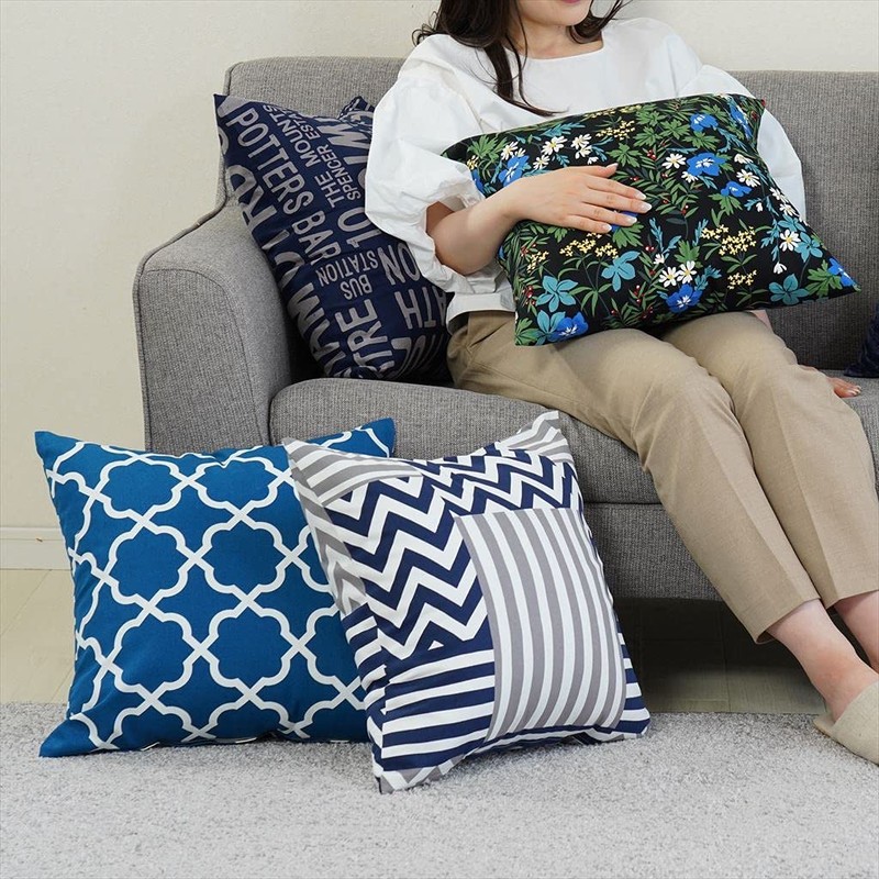 Gold Cushion Cover Cotton Print Made in Japan (45x45, Alfes