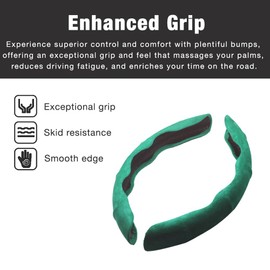 BROVACS Suede Car Steering Wheel Cover Universal Anti-Slip Design O-Shape D-Shape 14-16 inch Segmented Protective Case ABS Suede Velvet Green SWT2021GN