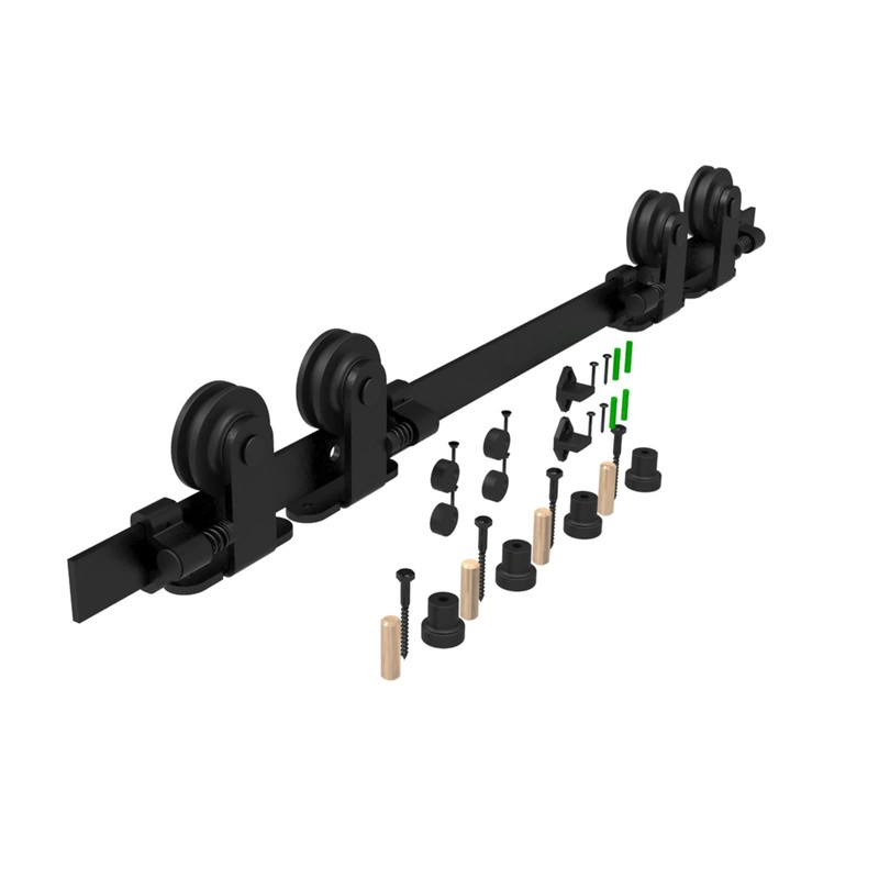 CCJH 16FT Sliding Track Double Barn Door Hardware Kit,Heavy Duty,T-Shaped