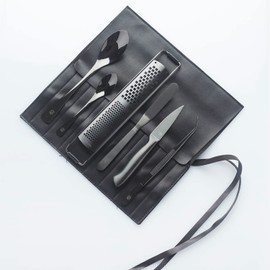 Chef Frank Haasnoot Plating Set | Utensil Set Deluxe | Black | 6 Pieces High-Quality Tools in Case | Culinary Set | Tweezers and Quenelle Spoon for Garnish | Plating Tools