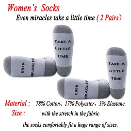 JXGZSO IVF/IUI Rainbow Baby socks Fertility Transfer socks Even Miracles Take a Little Time Socks IVF Gift (Even Miracles 2 pairs)