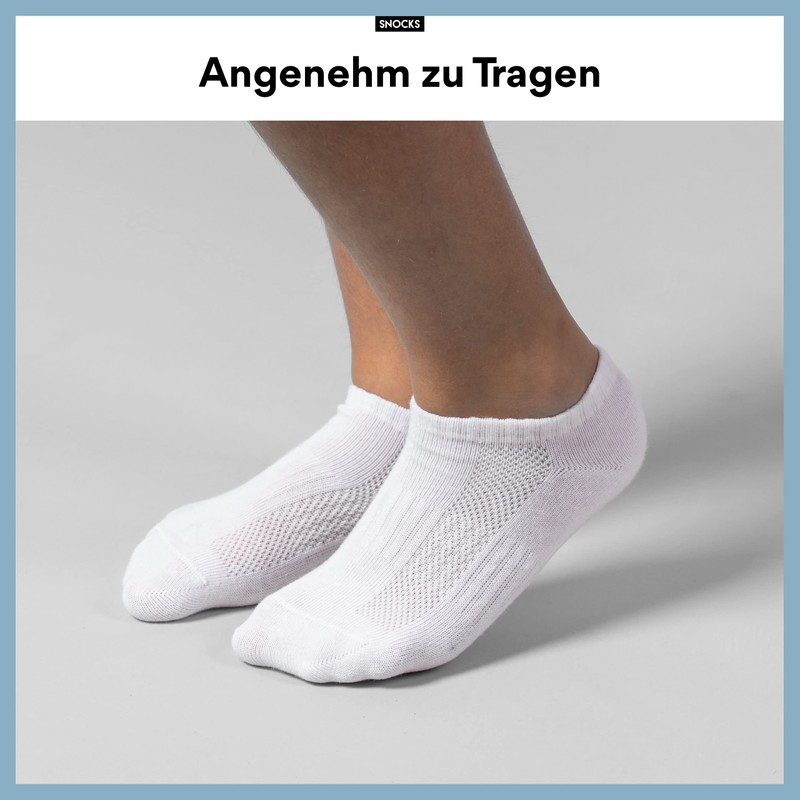 Snocks Unisex Trainer Socks Ankle Kids, 6x White, 31 -
