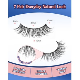 Natural Lashes Wispy Lashes Everyday Natural Look Flared Eyelashes False Eye Lashes Soft Fluffy Lashes False Eyelashes 7 Pairs D79