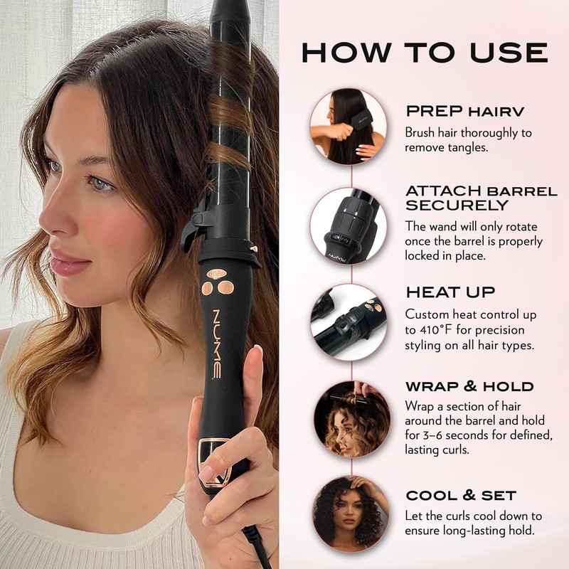 NuMe Professional Automatic Rotating Curling Iron 1-inch - Fixed Temperature