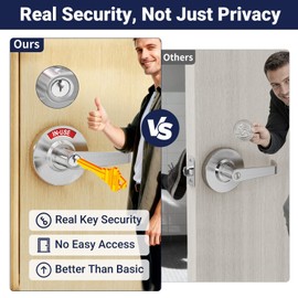 Keyed Commercial Privacy Indicator Door Lock, Heavy Duty Vacant Occupied Bathroom Handle with 90mm Large Rose (Covers Old Holes) - ANSI Grade 2 Restroom Lever for Office, Medical & Gym (Keyed Silver)