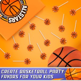Basketball Lollipops 12pk- Basketball Candy For Basketball Party Favors & Basketball Party Supplies - Snacks & Candy Basketball Suckers For Basketball Decorations