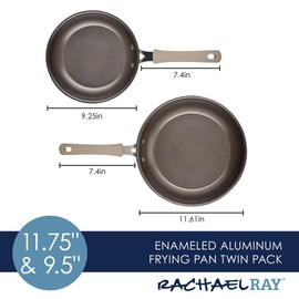 Rachael Ray Cook + Create Nonstick Frying Pans/Skillet Set, 9.5 Inch and 11.75 Inch - Almond