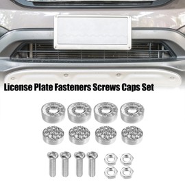 X AUTOHAUX 1 Set License Plate Fasteners Screws Caps Covers White Universal Glitter Rhinestone License Plate Bolts Screws Bolt Cap for Car Motorcycle